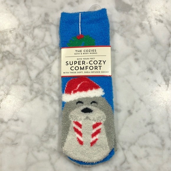 Bath & Body Works Cozies comfort fuzzy Socks walrus Christmas holiday non skid - Picture 6 of 6